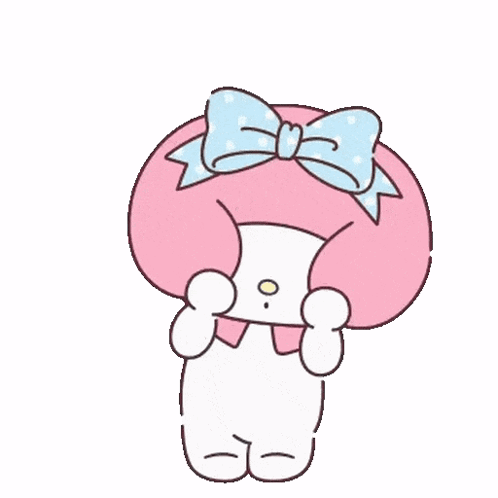 Kawaii on Pink and Blue Background With Cartoon Characters