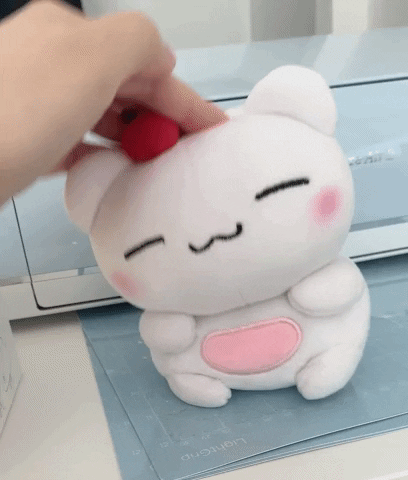 Kawaii White Plushy Cat Smooshed Boing GIF