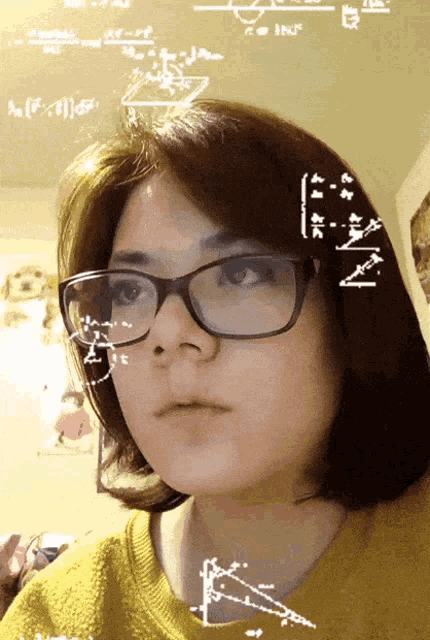 Kawaii Woman Thinking Math GIF