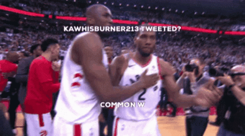 Kawhisburner213 Tweeted A Picture Of Two Basketball Players Hugging GIF