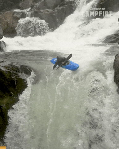 Kayak Going Down On Falls GIF