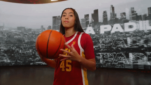 Kayla Padilla Usc Gesturing Peace While Holding Ball GIF