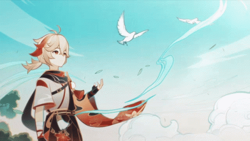 Kazuha Freeing A Bird GIF