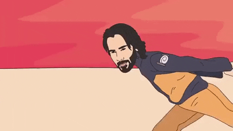Keanu Reeves Face Naruto Running Meme GIF