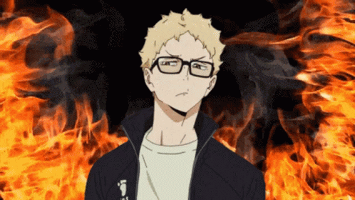 Kei Tsukishima Animated Fire GIF