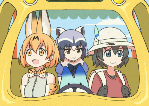 Kemono Friends In Car Anime GIF