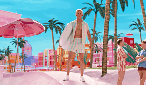 Ken Beach Flexing Surfer Bod GIF