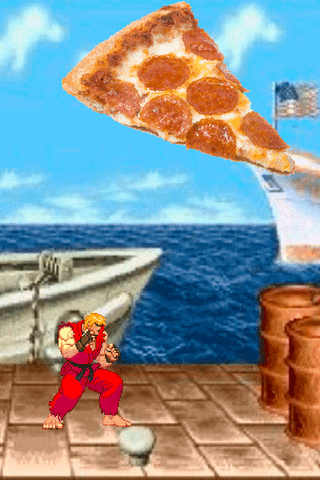 Ken Dragon Punching Pizza Slice Meme GIF