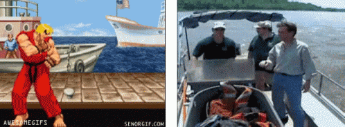 Ken Hadouken Fish Into The Boat GIF