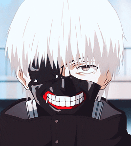 Ken Kaneki With Gritted Teeth Mask GIF