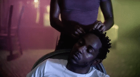 Kendrick Lamar Having His Hair Braided GIF