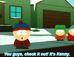 Kenny From South Park Surrounded by Piranhas