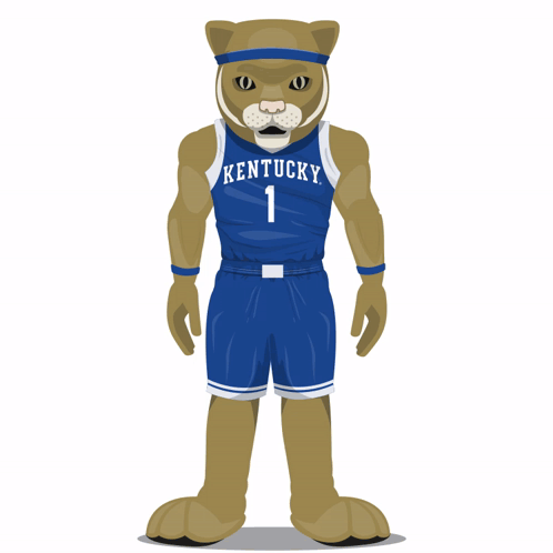 Kentucky Basketball Mascot In Blue Jersey And Shorts GIF