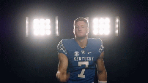 Kentucky Football Player In Blue Jersey Number 7 GIF