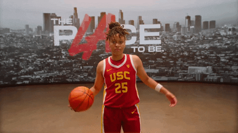 Kenzie Usc Player Holding Ball For Pose GIF