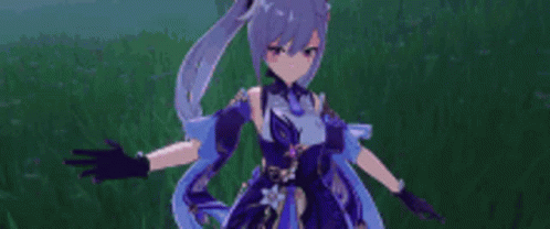Keqing Genshin Impact Neon Galaxy GIF