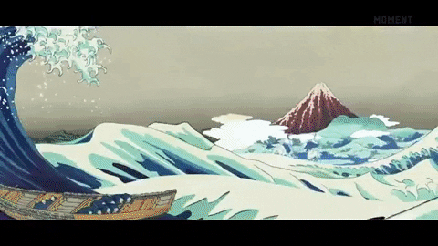 Keren Jumping In Japanese Wave GIF