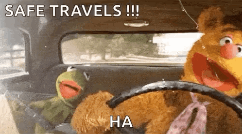 Kermit and Fozzie Driving Safe Travels