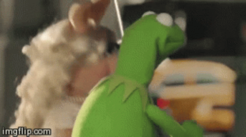 Kermit and Miss Piggy Kissing Muppet Show
