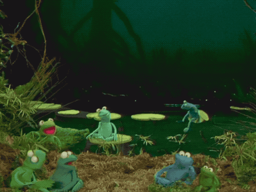 Kermit Dancing In The Pond GIF