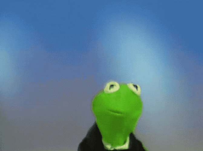 Kermit Dancing With Gradient Blue And Green Background GIF