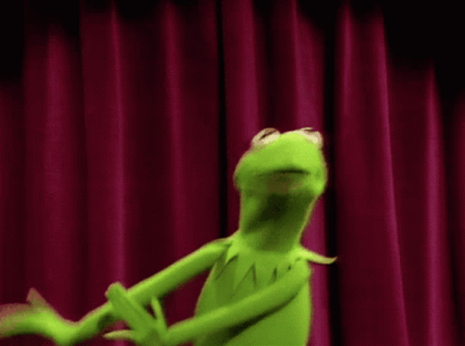 Kermit Dancing With Red Curtain As Background GIF