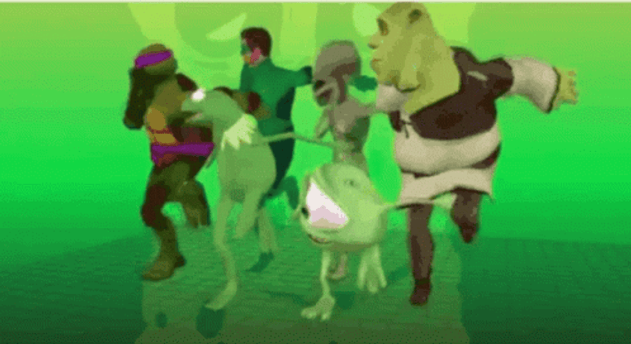 Kermit Dancing With Shrek GIF