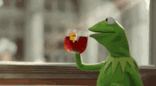 Kermit Frog Drinking Tea GIF