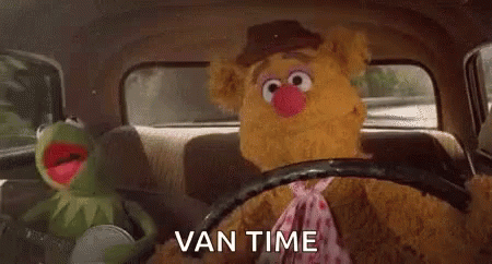 Kermit the Frog and Fozzie Bear Driving in Car