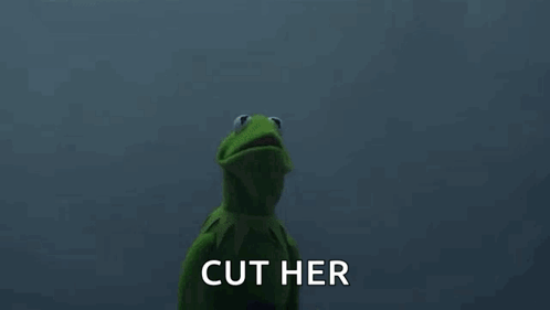 Kermit The Frog And Grim Reaper Are Standing Next To Each Other In The Dark And The Grim Reaper Is Saying `` Cut Her '' GIF