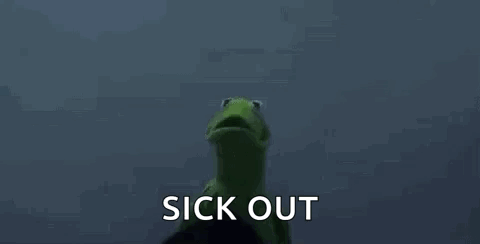 Kermit The Frog And Grim Reaper From The Muppet Show Are Standing Next To Each Other In The Dark . GIF
