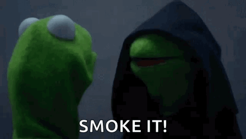 Kermit The Frog And Muppet In Hood Saying Smoke It GIF