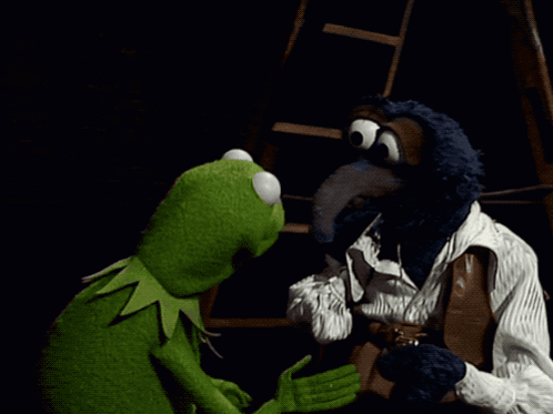 Kermit the Frog and Pirate Face Each Other