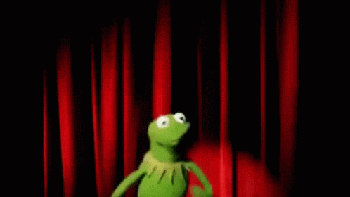 Kermit The Frog Dancing With Red Curtain GIF