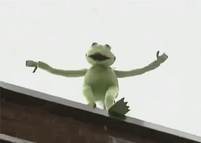 Kermit The Frog. Falling From Building. GIF
