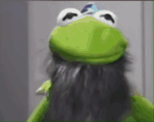kermit the frog has a beard and a blue hat