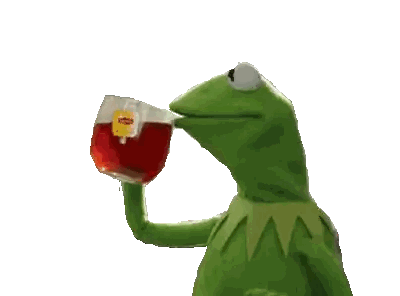 Kermit the Frog Holding Glass of Tea
