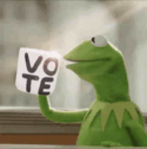 Kermit the Frog Holding Vote Sign