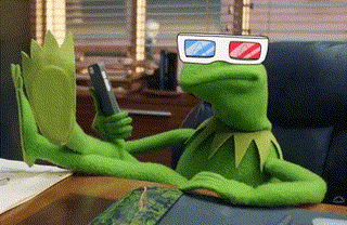 Kermit The Frog In 3D Glasses Holding Cell Phone GIF