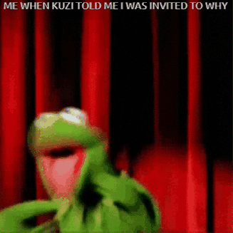 Kermit the Frog in Front of Red Curtain