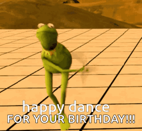Kermit The Frog Is Dancing With The Words Happy Dance For Your Birthday On The Bottom GIF