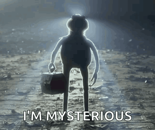 Kermit The Frog Is Holding A Briefcase And Says " I 'M Mysterious " GIF