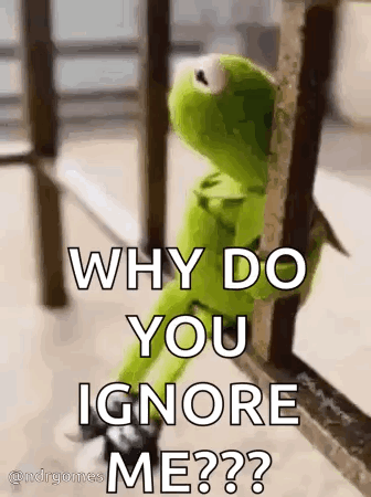Kermit The Frog Is Leaning Against A Railing And Saying `` Why Do You Ignore Me ? '' GIF
