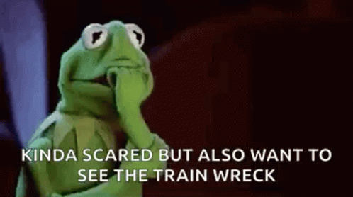 Kermit The Frog Is Scared Of A Train Wreck And Wants To See It . GIF