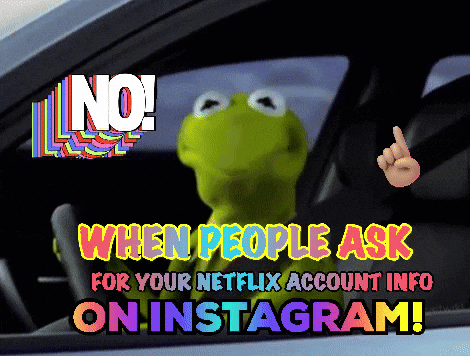 Kermit The Frog Is Sitting In A Car With The Words " No When People Ask For Your Netflix Account Info On Instagram " Bel GIF