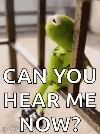 Kermit The Frog Is Sitting On A Railing Looking Out A Window And Says `` Can You Hear Me Now ? '' GIF