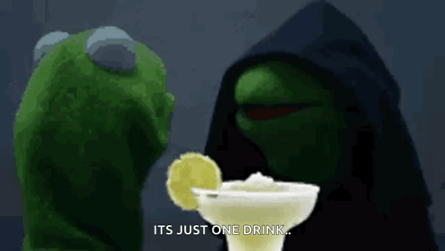 Kermit The Frog Is Standing Next To A Grim Reaper Holding A Margarita GIF