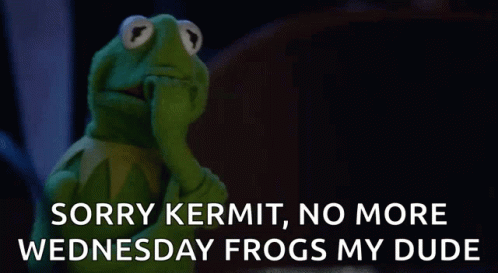 Kermit The Frog Says Sorry Kermit No More Wednesday Frogs My Dude On A Black Background GIF