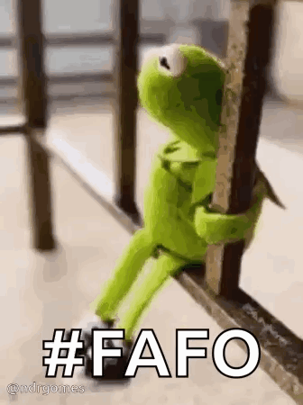 Kermit the Frog Sitting on Railing Saying #fafo