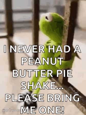 Kermit The Frog Sitting With Peanut Butter Pie Shake GIF